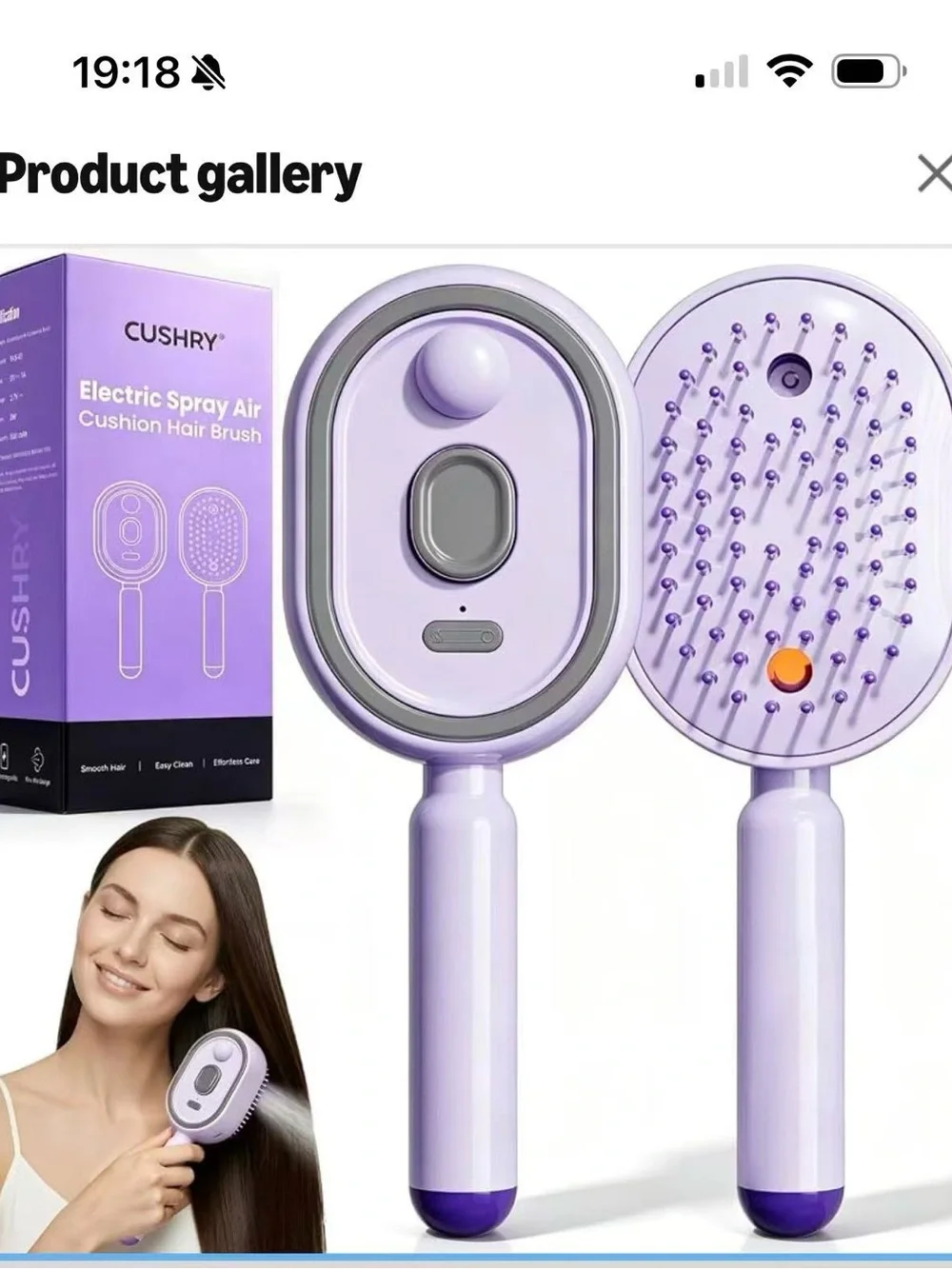 Electric Spray Air Cushion Hair Brush - Lavender